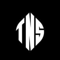 TNS circle letter logo design with circle and ellipse shape. TNS ellipse letters with typographic style. The three initials form a circle logo. TNS Circle Emblem Abstract Monogram Letter Mark Vector. vector