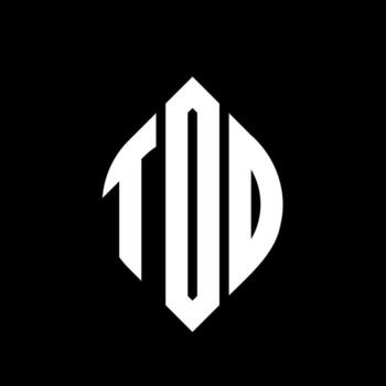 TOD circle letter logo design with circle and ellipse shape. TOD ellipse letters with typographic style. The three initials form a circle logo. TOD Circle Emblem Abstract Monogram Letter Mark Vector. vector