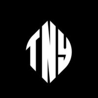 TNY circle letter logo design with circle and ellipse shape. TNY ellipse letters with typographic style. The three initials form a circle logo. TNY Circle Emblem Abstract Monogram Letter Mark Vector. vector
