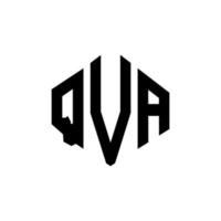 diseño de logotipo de letra qva con forma de polígono. diseño de logotipo en forma de cubo y polígono qva. qva hexágono vector logo plantilla colores blanco y negro. monograma qva, logotipo comercial e inmobiliario.