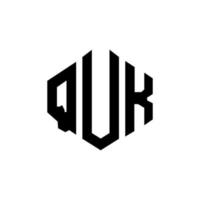 QUK letter logo design with polygon shape. QUK polygon and cube shape logo design. QUK hexagon vector logo template white and black colors. QUK monogram, business and real estate logo.