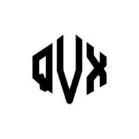 Diseño de logotipo de letra qvx con forma de polígono. diseño de logotipo en forma de cubo y polígono qvx. qvx hexágono vector logo plantilla colores blanco y negro. Monograma qvx, logotipo empresarial y inmobiliario.