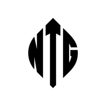 diseño de logotipo de letra de círculo ntg con forma de círculo y elipse. ntg letras elipses con estilo tipográfico. las tres iniciales forman un logo circular. vector de marca de letra de monograma abstracto del emblema del círculo ntg.