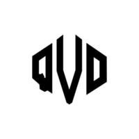 QVO letter logo design with polygon shape. QVO polygon and cube shape logo design. QVO hexagon vector logo template white and black colors. QVO monogram, business and real estate logo.