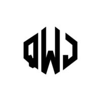 QWJ letter logo design with polygon shape. QWJ polygon and cube shape logo design. QWJ hexagon vector logo template white and black colors. QWJ monogram, business and real estate logo.