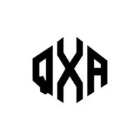 QXA letter logo design with polygon shape. QXA polygon and cube shape logo design. QXA hexagon vector logo template white and black colors. QXA monogram, business and real estate logo.