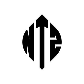 NTZ circle letter logo design with circle and ellipse shape. NTZ ellipse letters with typographic style. The three initials form a circle logo. NTZ Circle Emblem Abstract Monogram Letter Mark Vector. vector