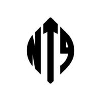 NTQ circle letter logo design with circle and ellipse shape. NTQ ellipse letters with typographic style. The three initials form a circle logo. NTQ Circle Emblem Abstract Monogram Letter Mark Vector. vector