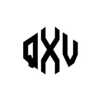 QXV letter logo design with polygon shape. QXV polygon and cube shape logo design. QXV hexagon vector logo template white and black colors. QXV monogram, business and real estate logo.