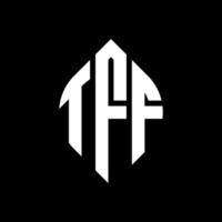 TFF circle letter logo design with circle and ellipse shape. TFF ellipse letters with typographic style. The three initials form a circle logo. TFF Circle Emblem Abstract Monogram Letter Mark Vector. vector
