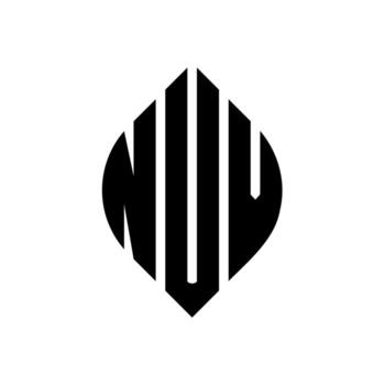 NUV circle letter logo design with circle and ellipse shape. NUV ellipse letters with typographic style. The three initials form a circle logo. NUV Circle Emblem Abstract Monogram Letter Mark Vector. vector