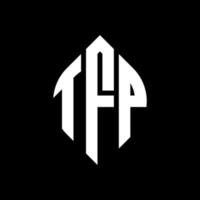 diseño de logotipo de letra de círculo tfp con forma de círculo y elipse. letras elipses tfp con estilo tipográfico. las tres iniciales forman un logo circular. vector de marca de letra de monograma abstracto del emblema del círculo tfp.
