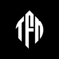 TFM circle letter logo design with circle and ellipse shape. TFM ellipse letters with typographic style. The three initials form a circle logo. TFM Circle Emblem Abstract Monogram Letter Mark Vector. vector