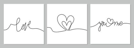 Heart continuous drawing. Black and white vector minimalist illustration of love concept made of one line. Valentine's day concept.