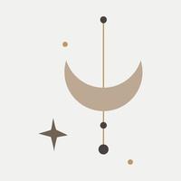 elementos de línea mística. iconos mágicos dibujados a mano garabatos objetos misteriosos minimalistas luna y estrellas. elementos de diseño mágico de bruja vectorial. vector