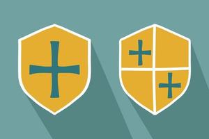 Army shield icons. Flat cartoon illustration army shield vector icons for web