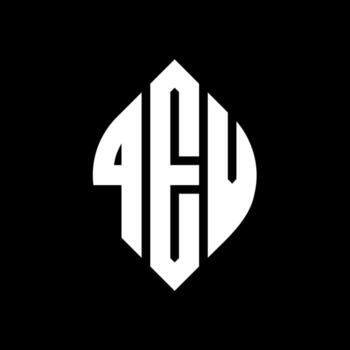 QEV circle letter logo design with circle and ellipse shape. QEV ellipse letters with typographic style. The three initials form a circle logo. QEV Circle Emblem Abstract Monogram Letter Mark Vector. vector