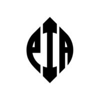 diseño de logotipo de letra circular pia con forma de círculo y elipse. letras de elipse pia con estilo tipográfico. las tres iniciales forman un logo circular. vector de marca de letra de monograma abstracto del emblema del círculo de pia.