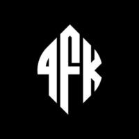 QFK circle letter logo design with circle and ellipse shape. QFK ellipse letters with typographic style. The three initials form a circle logo. QFK Circle Emblem Abstract Monogram Letter Mark Vector. vector