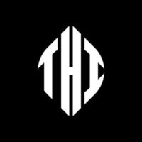 THI circle letter logo design with circle and ellipse shape. THI ellipse letters with typographic style. The three initials form a circle logo. THI Circle Emblem Abstract Monogram Letter Mark Vector. vector