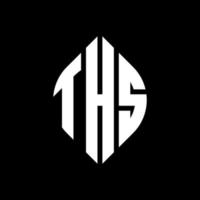 THS circle letter logo design with circle and ellipse shape. THS ellipse letters with typographic style. The three initials form a circle logo. THS Circle Emblem Abstract Monogram Letter Mark Vector. vector