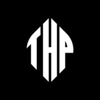 THP circle letter logo design with circle and ellipse shape. THP ellipse letters with typographic style. The three initials form a circle logo. THP Circle Emblem Abstract Monogram Letter Mark Vector. vector