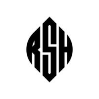 RSH circle letter logo design with circle and ellipse shape. RSH ellipse letters with typographic style. The three initials form a circle logo. RSH Circle Emblem Abstract Monogram Letter Mark Vector. vector