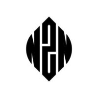 diseño de logotipo de letra circular nzn con forma de círculo y elipse. nzn letras elipses con estilo tipográfico. las tres iniciales forman un logo circular. nzn círculo emblema resumen monograma letra marca vector. vector
