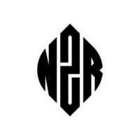 diseño de logotipo de letra circular nzr con forma de círculo y elipse. nzr letras elipses con estilo tipográfico. las tres iniciales forman un logo circular. vector de marca de letra de monograma abstracto del emblema del círculo nzr.
