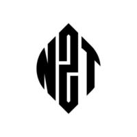 diseño de logotipo de letra circular nzt con forma de círculo y elipse. nzt letras elipses con estilo tipográfico. las tres iniciales forman un logo circular. vector de marca de letra de monograma abstracto del emblema del círculo nzt.