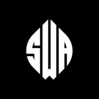 SWA circle letter logo design with circle and ellipse shape. SWA ellipse letters with typographic style. The three initials form a circle logo. SWA Circle Emblem Abstract Monogram Letter Mark Vector. vector