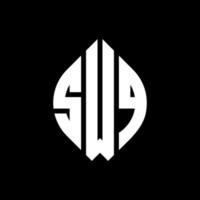 diseño de logotipo de letra de círculo swq con forma de círculo y elipse. letras de elipse swq con estilo tipográfico. las tres iniciales forman un logo circular. vector de marca de letra de monograma abstracto del emblema del círculo swq.