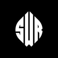 diseño de logotipo de letra de círculo swr con forma de círculo y elipse. letras de elipse swr con estilo tipográfico. las tres iniciales forman un logo circular. vector de marca de letra de monograma abstracto del emblema del círculo swr.