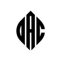 OAC circle letter logo design with circle and ellipse shape. OAC ellipse letters with typographic style. The three initials form a circle logo. OAC Circle Emblem Abstract Monogram Letter Mark Vector. vector