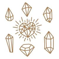 Sacred witch and mystical symbols in vector. A set of crystals, polyhedra linear shapes drawn by hand. vector