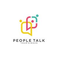 people talk with bubble chat logo design inspiration vector