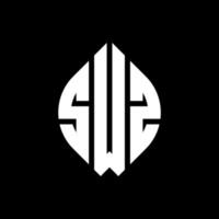 diseño de logotipo de letra de círculo swz con forma de círculo y elipse. letras elipses swz con estilo tipográfico. las tres iniciales forman un logo circular. vector de marca de letra de monograma abstracto del emblema del círculo swz.