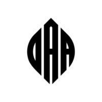 diseño de logotipo de letra de círculo oaa con forma de círculo y elipse. oaa letras elipses con estilo tipográfico. las tres iniciales forman un logo circular. vector de marca de letra de monograma abstracto del emblema del círculo oaa.