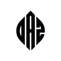 diseño de logotipo de letra de círculo oaz con forma de círculo y elipse. letras elipses oaz con estilo tipográfico. las tres iniciales forman un logo circular. vector de marca de letra de monograma abstracto del emblema del círculo de oaz.