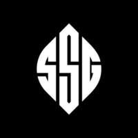 SSG circle letter logo design with circle and ellipse shape. SSG ellipse letters with typographic style. The three initials form a circle logo. SSG Circle Emblem Abstract Monogram Letter Mark Vector. vector