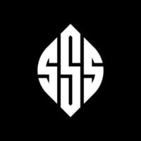 SSS circle letter logo design with circle and ellipse shape. SSS ellipse letters with typographic style. The three initials form a circle logo. SSS Circle Emblem Abstract Monogram Letter Mark Vector. vector