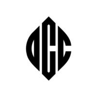 OCC circle letter logo design with circle and ellipse shape. OCC ellipse letters with typographic style. The three initials form a circle logo. OCC Circle Emblem Abstract Monogram Letter Mark Vector. vector