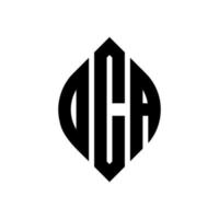 diseño de logotipo de letra de círculo oca con forma de círculo y elipse. letras de elipse oca con estilo tipográfico. las tres iniciales forman un logo circular. vector de marca de letra de monograma abstracto del emblema del círculo oca.