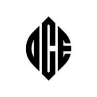 diseño de logotipo de letra de círculo oce con forma de círculo y elipse. oce letras elipses con estilo tipográfico. las tres iniciales forman un logo circular. vector de marca de letra de monograma abstracto del emblema del círculo oce.