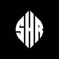 SHR circle letter logo design with circle and ellipse shape. SHR ellipse letters with typographic style. The three initials form a circle logo. SHR Circle Emblem Abstract Monogram Letter Mark Vector. vector