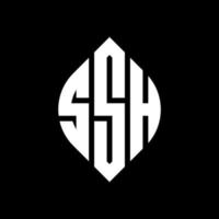 SSH circle letter logo design with circle and ellipse shape. SSH ellipse letters with typographic style. The three initials form a circle logo. SSH Circle Emblem Abstract Monogram Letter Mark Vector. vector