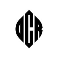 diseño de logotipo de letra de círculo ocr con forma de círculo y elipse. ocr letras elipses con estilo tipográfico. las tres iniciales forman un logo circular. vector de marca de letra de monograma abstracto del emblema del círculo ocr.