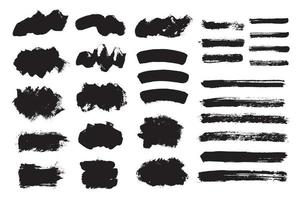 Vector collection black paint brush stroke.