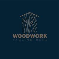 logotipo de madera. troncos de madera, madera de tablones de madera, manitas de carpintería, constructor de casas de madera. icono minimalista simple. vector