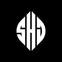 SHJ circle letter logo design with circle and ellipse shape. SHJ ellipse letters with typographic style. The three initials form a circle logo. SHJ Circle Emblem Abstract Monogram Letter Mark Vector. vector